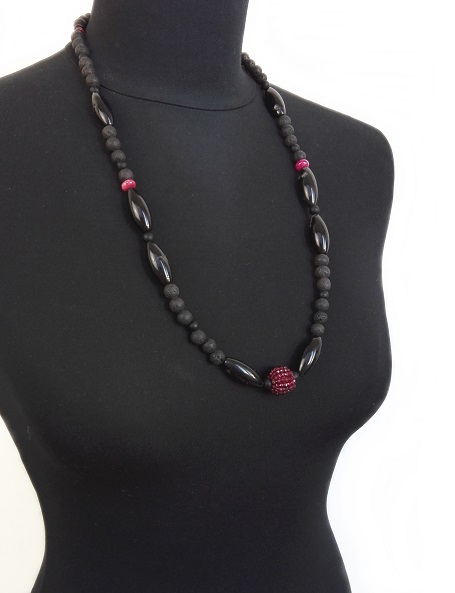 Black agate necklace and rubies