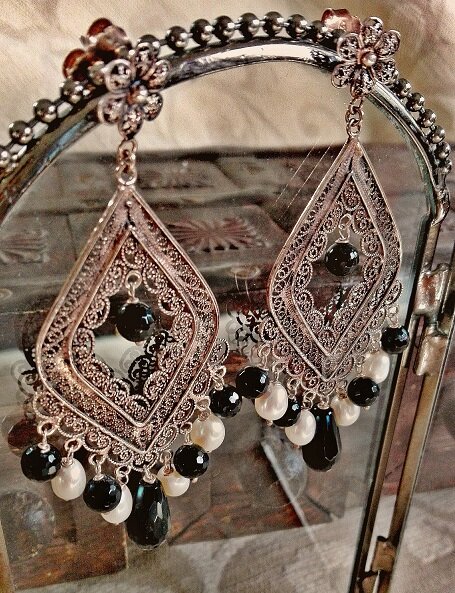 Sterling silver earrings with gemstone